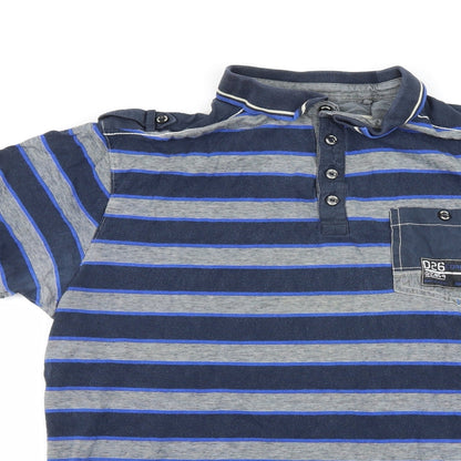 Cedar Wood State Mens Blue Striped Jersey  Polo Size L