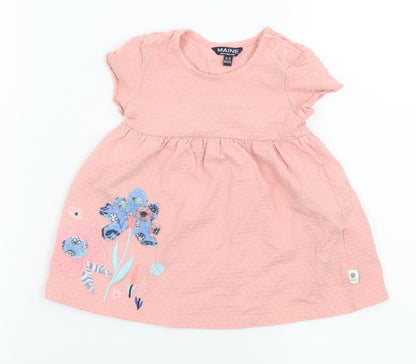 Maine Girls Pink Floral Jersey T-Shirt Dress  Size 6-9 Months