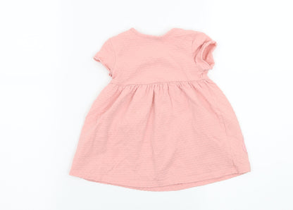 Maine Girls Pink Floral Jersey T-Shirt Dress  Size 6-9 Months