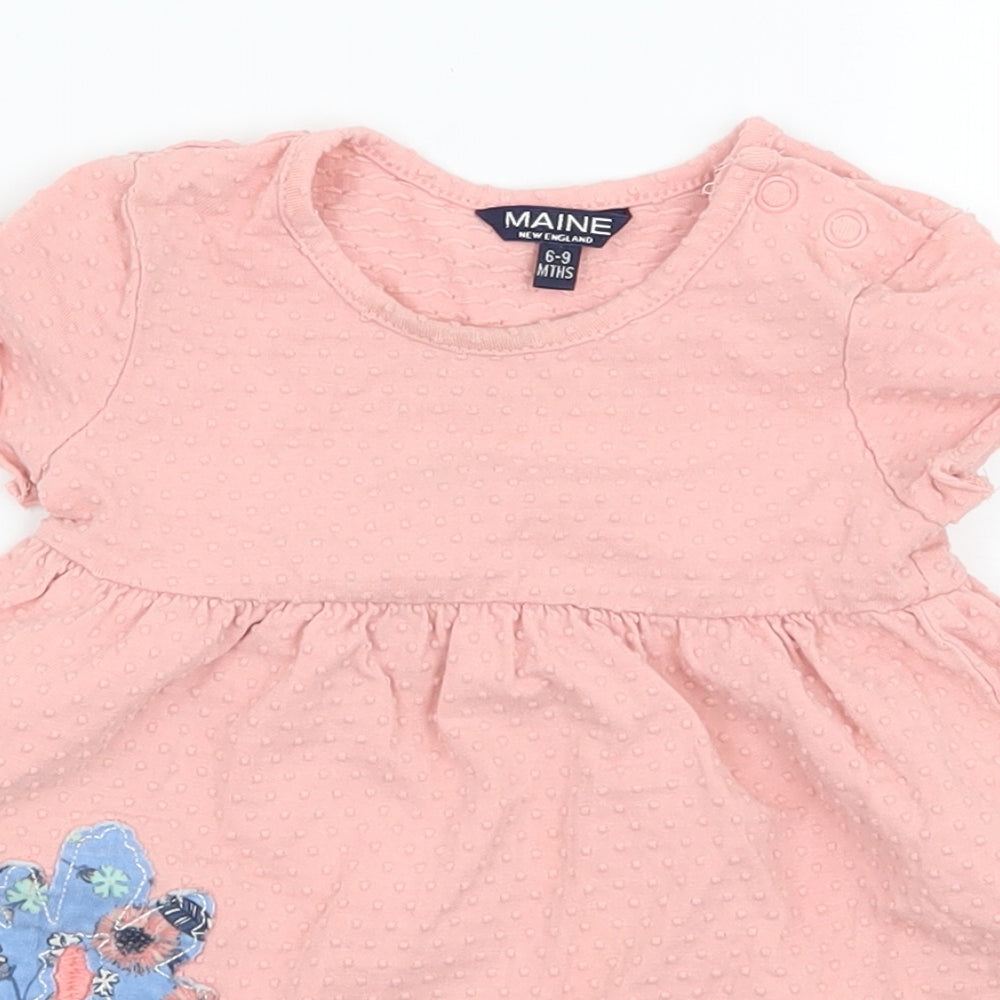 Maine Girls Pink Floral Jersey T-Shirt Dress  Size 6-9 Months