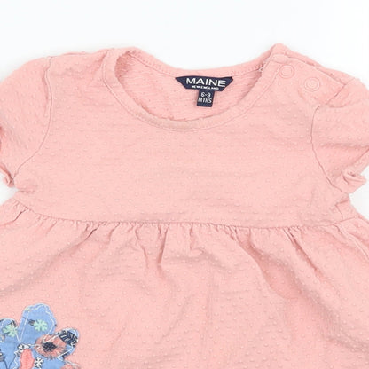 Maine Girls Pink Floral Jersey T-Shirt Dress  Size 6-9 Months