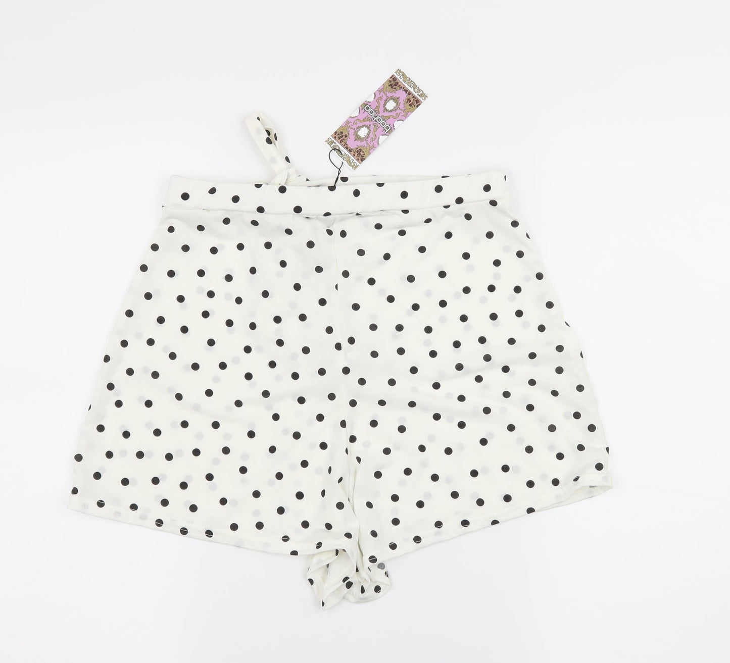 Boohoo Womens White Polka Dot Jersey Hot Pants Shorts Size 28 in