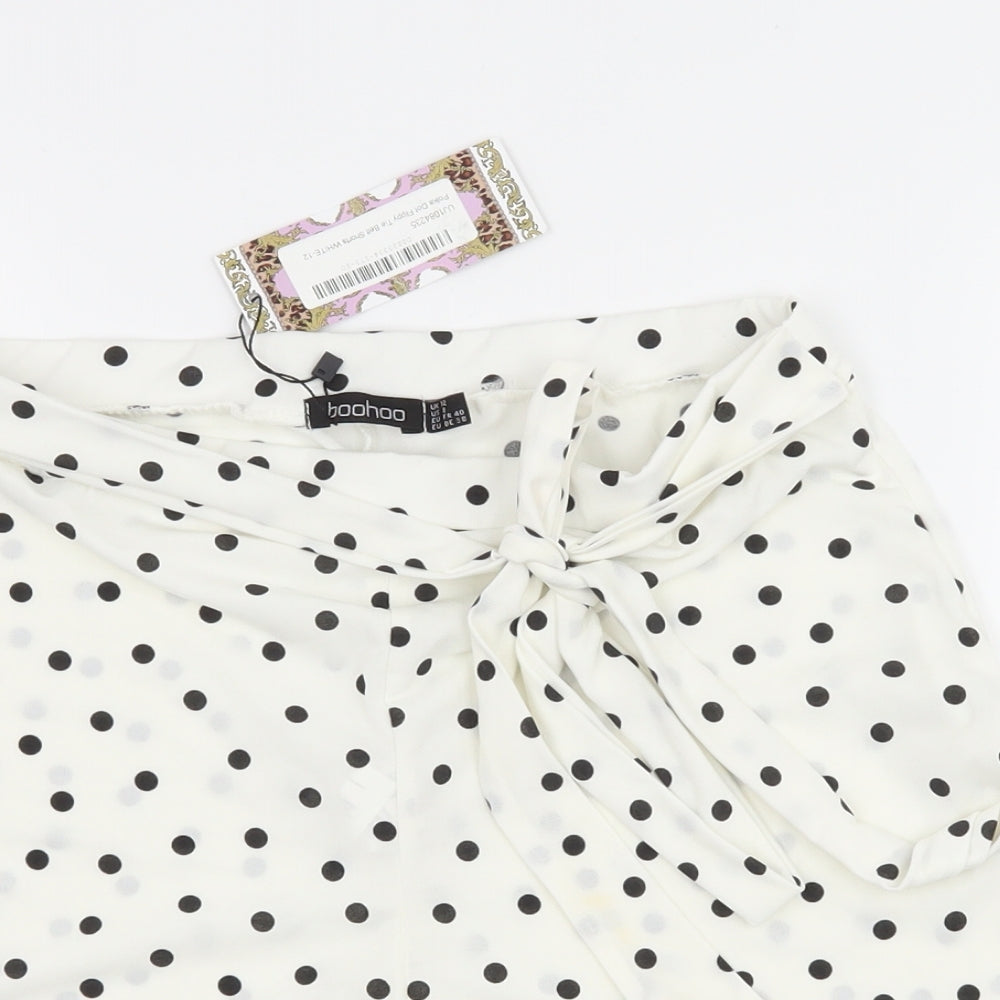Boohoo Womens White Polka Dot Jersey Hot Pants Shorts Size 28 in