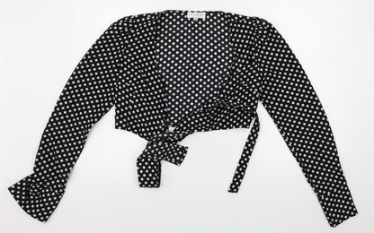 In the Style  Womens Black Polka Dot  Basic Blouse Size 8