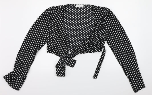In the Style  Womens Black Polka Dot  Basic Blouse Size 8