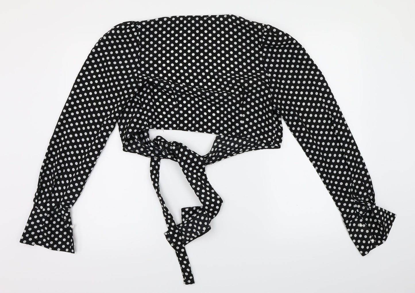 In the Style  Womens Black Polka Dot  Basic Blouse Size 8