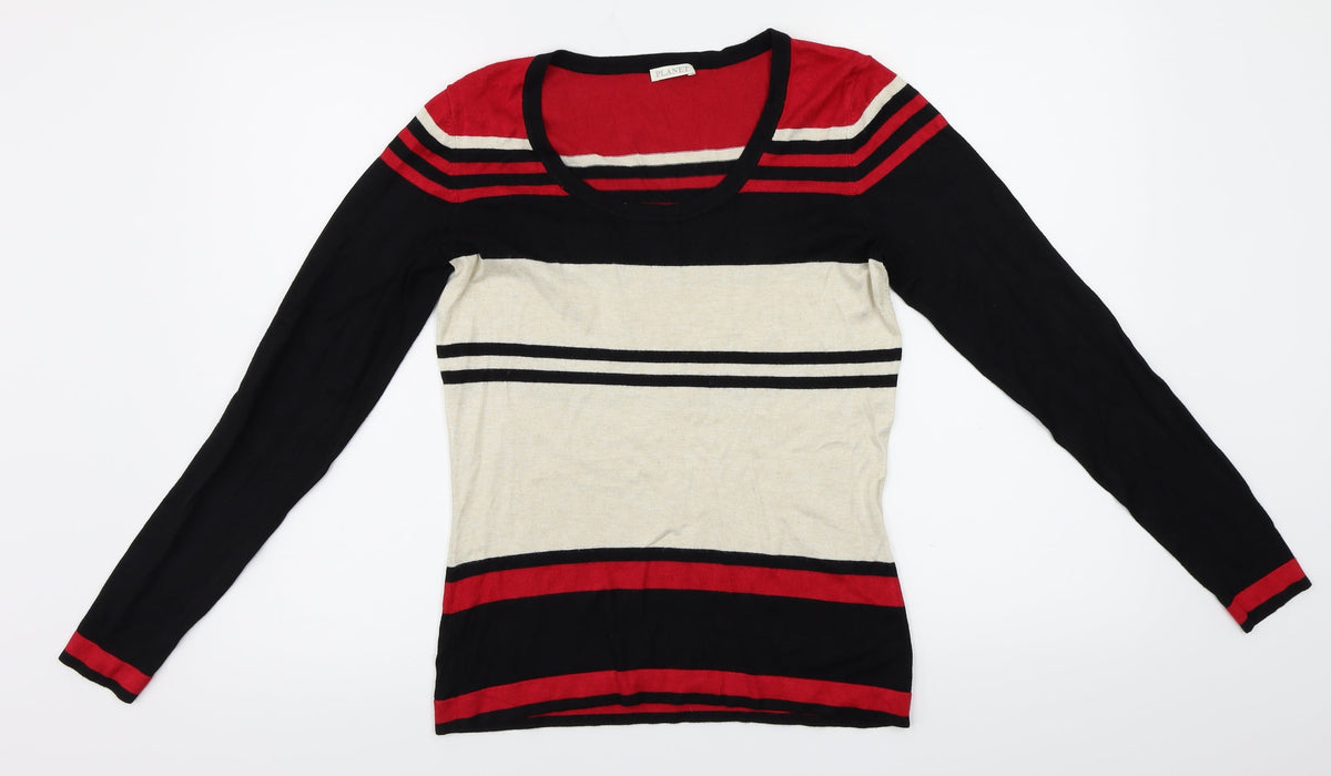 Planet Womens Beige Striped  Pullover Jumper Size XS