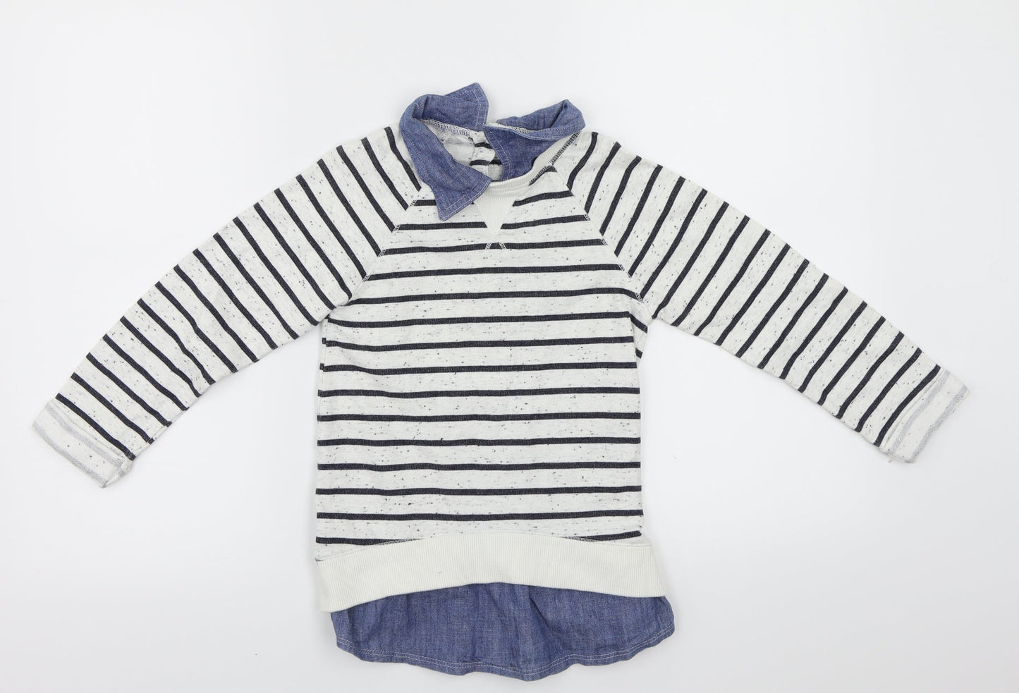 NEXT  Girls White Striped  Pullover Jumper Size 6 Years
