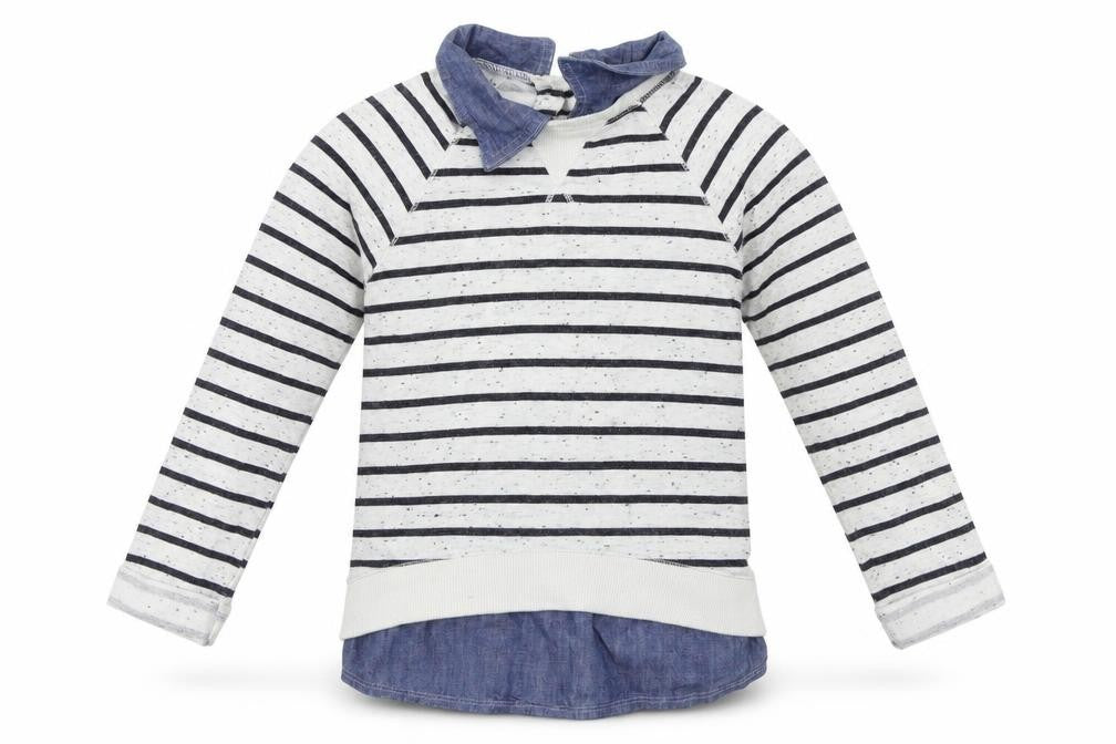 Next  Girls White Striped  Pullover Jumper Size 6 Years