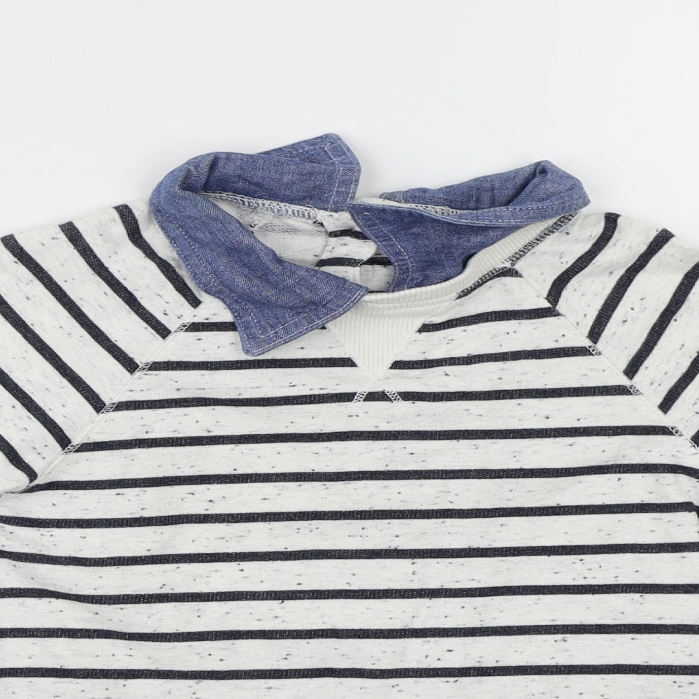 NEXT  Girls White Striped  Pullover Jumper Size 6 Years