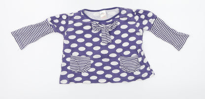 Eddie & Ella  Girls Purple Polka Dot  Basic T-Shirt Size 18-24 Months