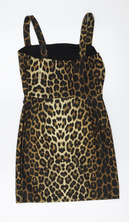 Boohoo  Womens Beige Animal Print  Bodycon  Size 10