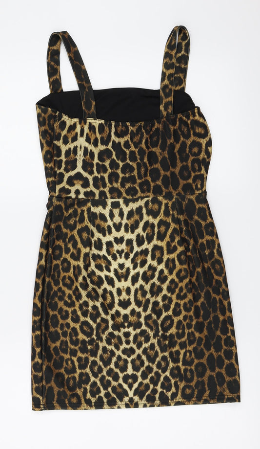 Boohoo  Womens Beige Animal Print  Bodycon  Size 10
