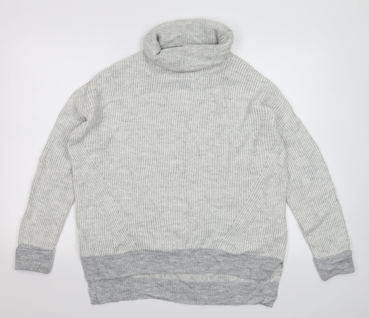 Primark Womens Grey Striped Knit Pullover Jumper Size 12  - Oversized