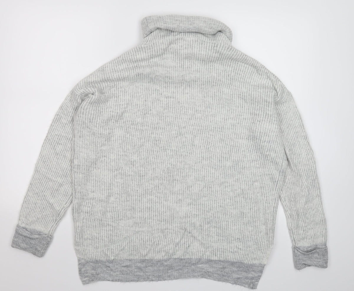 Primark Womens Grey Striped Knit Pullover Jumper Size 12  - Oversized