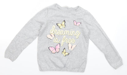 H&M Girls Grey  Knit Pullover Jumper Size 7 Years