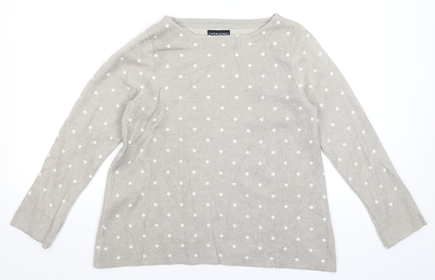 Cynthia Rowley Womens Grey Polka Dot Knit Pullover Jumper Size L