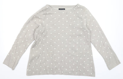 Cynthia Rowley Womens Grey Polka Dot Knit Pullover Jumper Size L