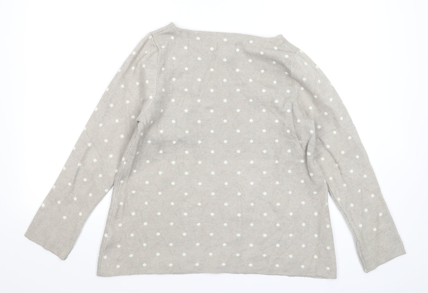 Cynthia Rowley Womens Grey Polka Dot Knit Pullover Jumper Size L