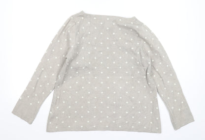 Cynthia Rowley Womens Grey Polka Dot Knit Pullover Jumper Size L