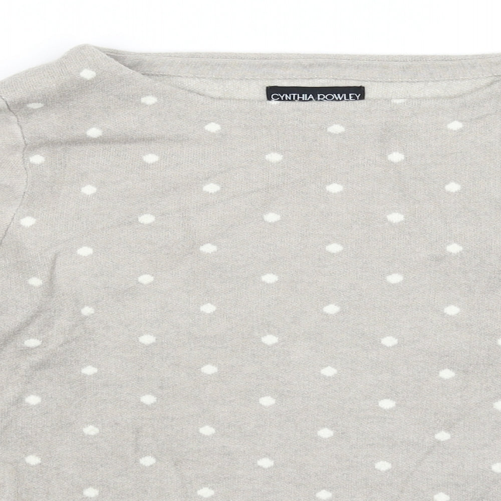 Cynthia Rowley Womens Grey Polka Dot Knit Pullover Jumper Size L
