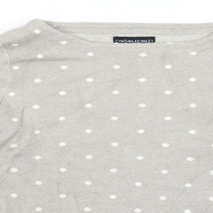 Cynthia Rowley Womens Grey Polka Dot Knit Pullover Jumper Size L