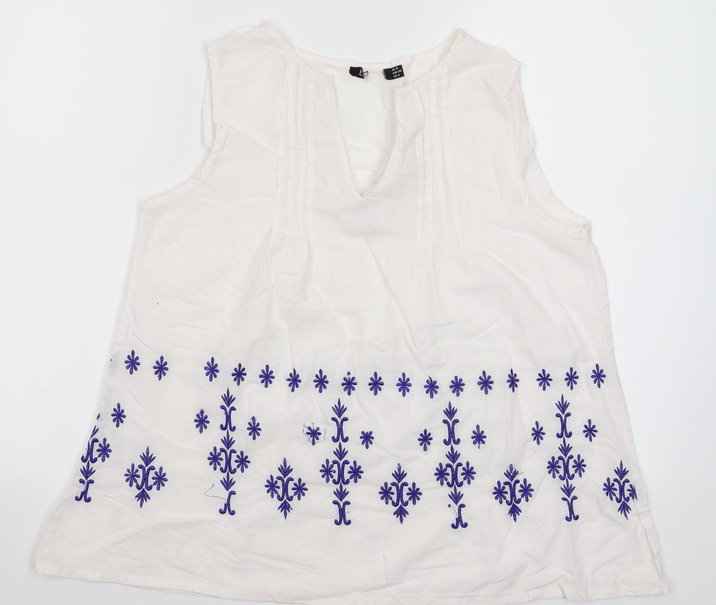 Womens UK Size 8 Preworn White Basic Tank