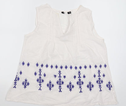 Womens UK Size 8 Preworn White Basic Tank