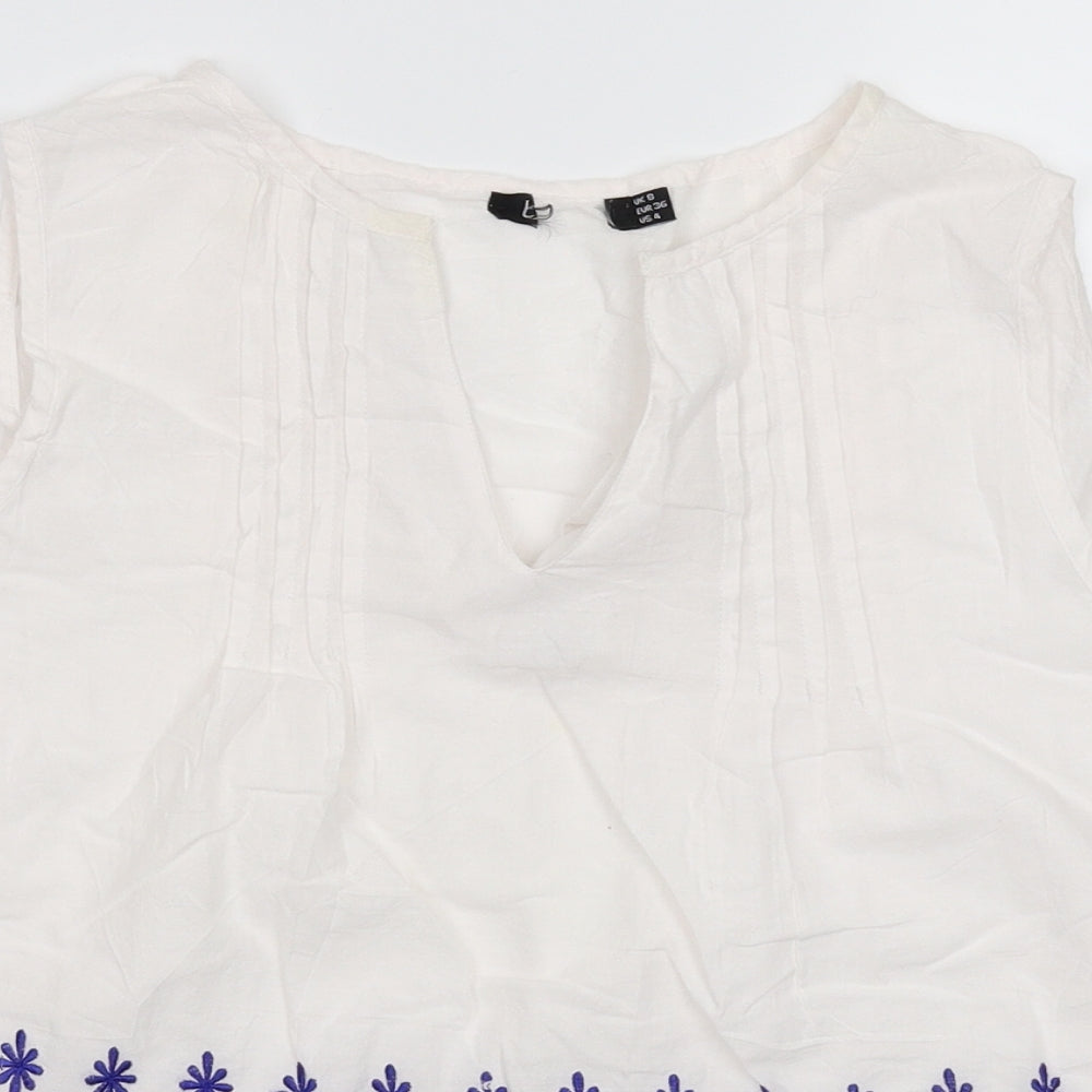 Womens UK Size 8 Preworn White Basic Tank