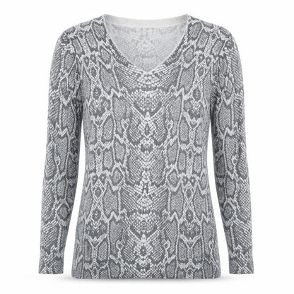 F&F Womens Silver Animal Print Knit Pullover Jumper Size 10