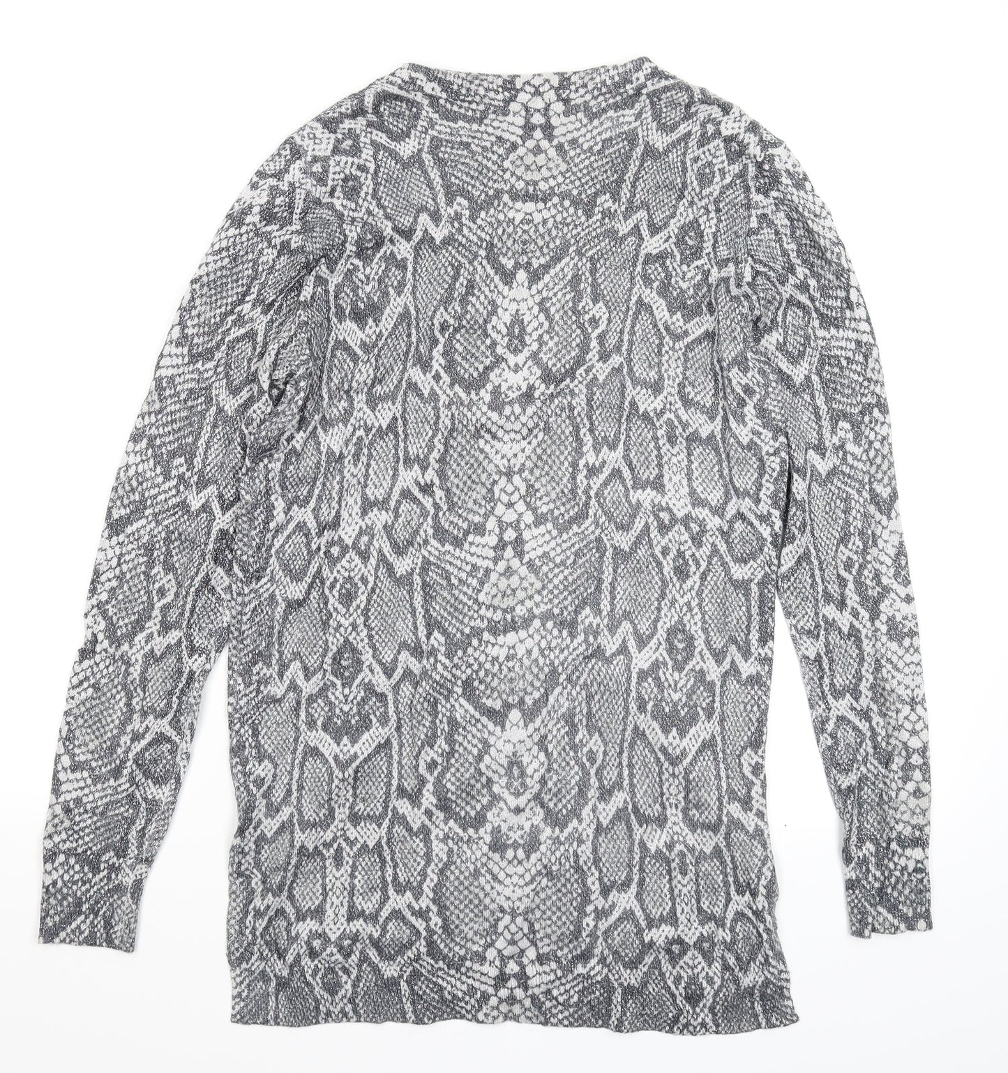 F&F Womens Silver Animal Print Knit Pullover Jumper Size 10
