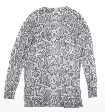 F&F Womens Silver Animal Print Knit Pullover Jumper Size 10