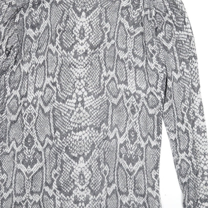 F&F Womens Silver Animal Print Knit Pullover Jumper Size 10