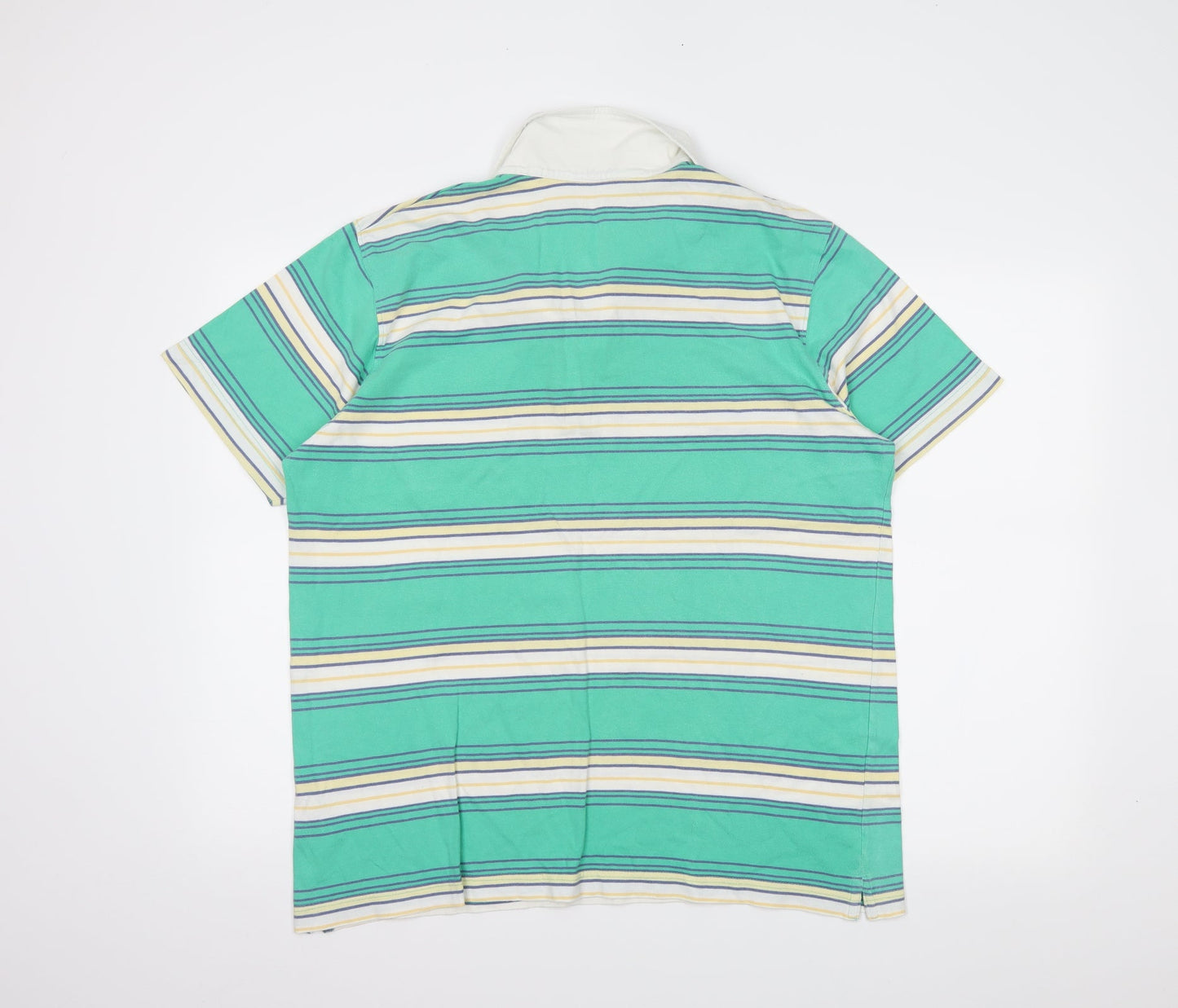 THUNDER Mens Green Striped   Polo Size L