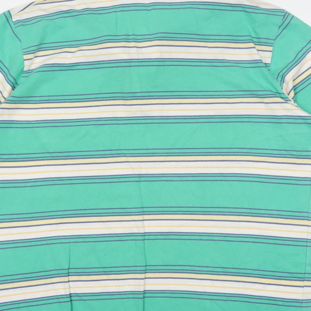 THUNDER Mens Green Striped   Polo Size L