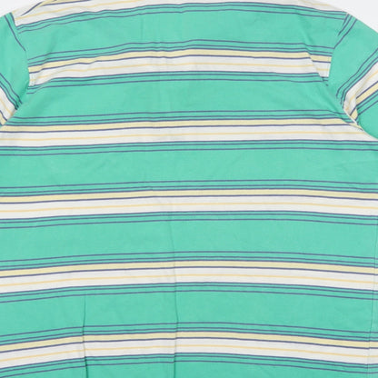 THUNDER Mens Green Striped   Polo Size L