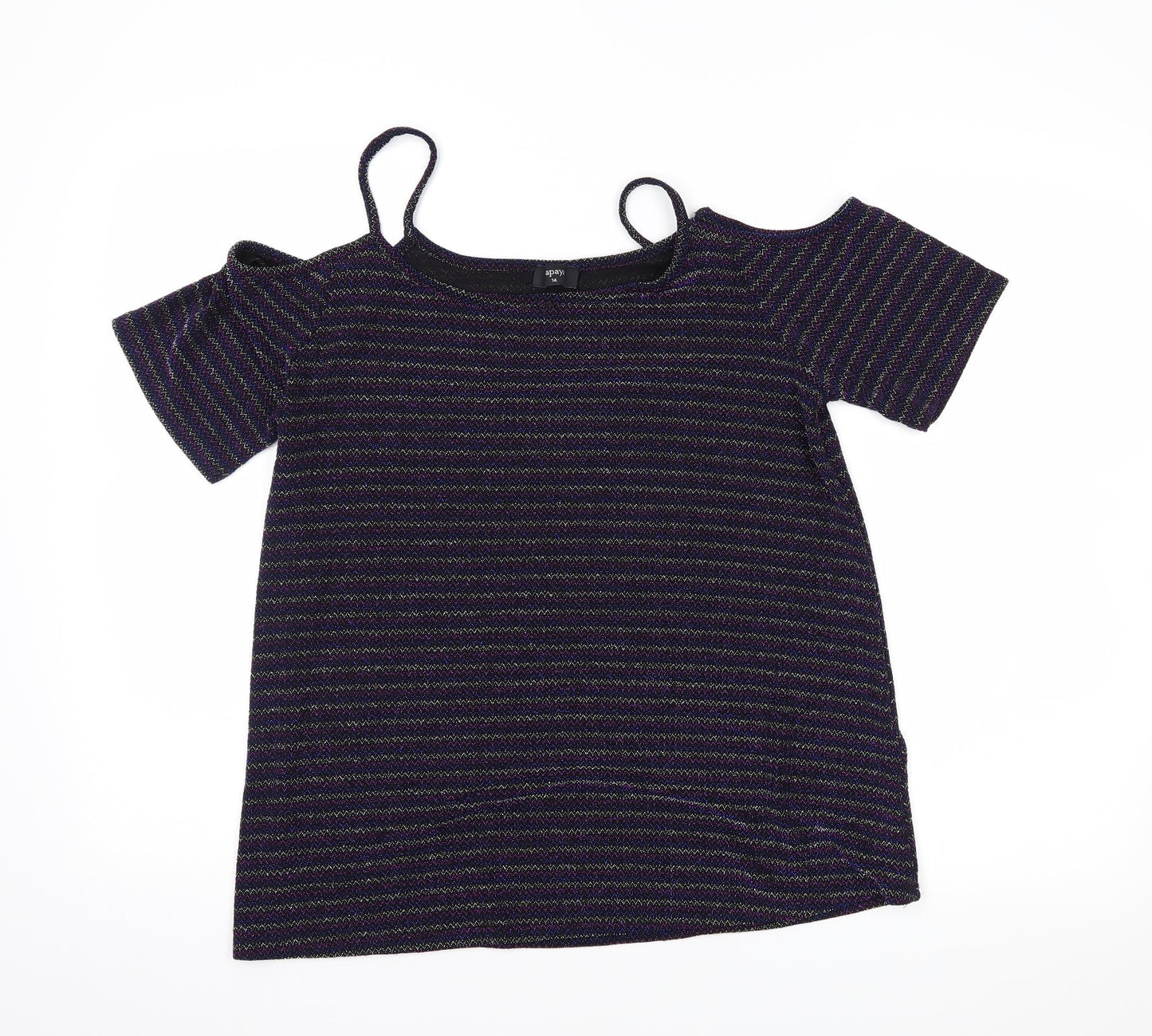 Papaya Womens Purple Striped  Basic Blouse Size 14