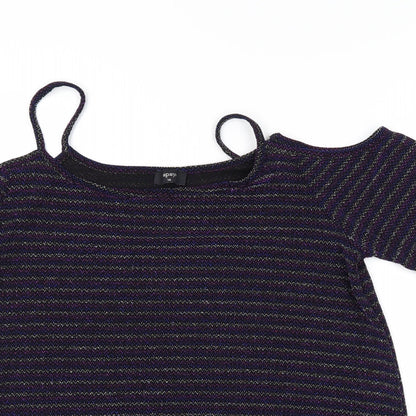 Papaya Womens Purple Striped  Basic Blouse Size 14