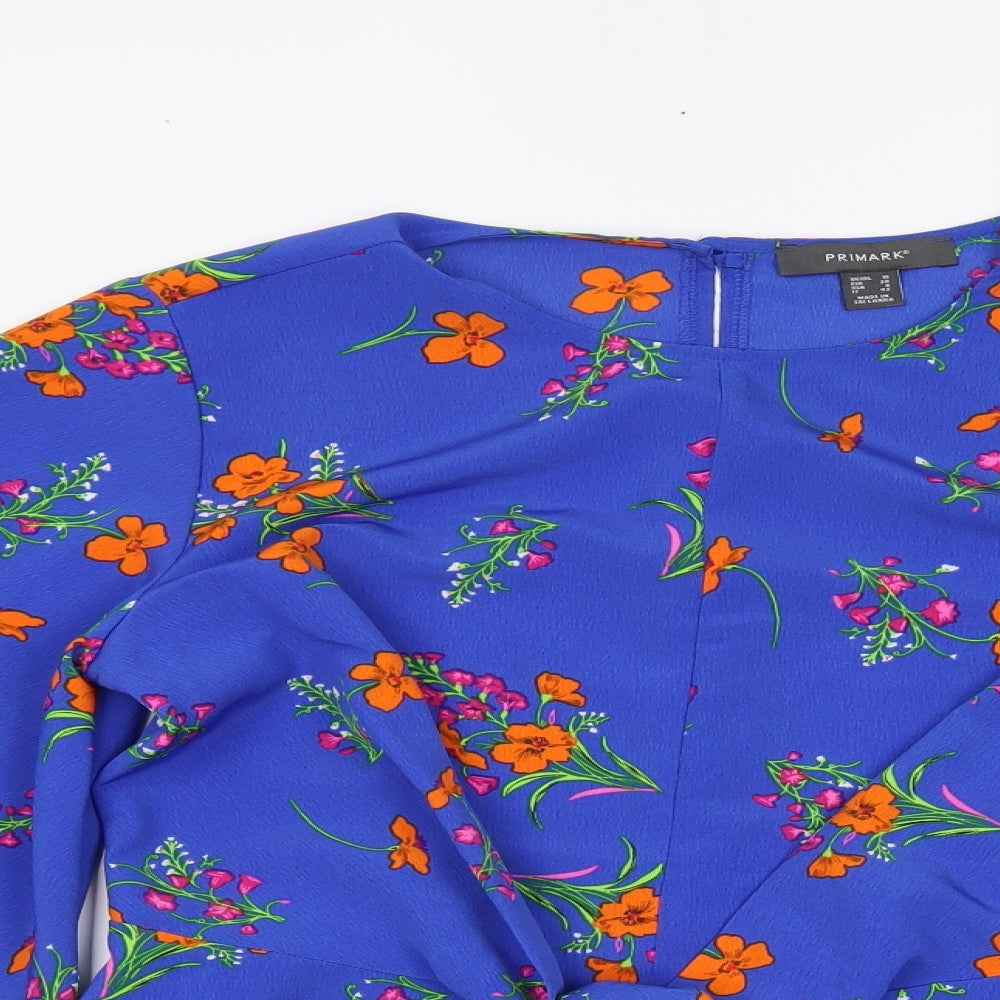 Primark Womens Blue Floral  Basic Blouse Size 10