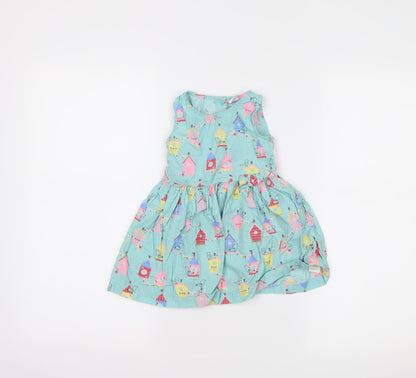 bluzoo Girls Blue   Skater Dress  Size 9-12 Months