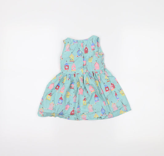 bluzoo Girls Blue   Skater Dress  Size 9-12 Months