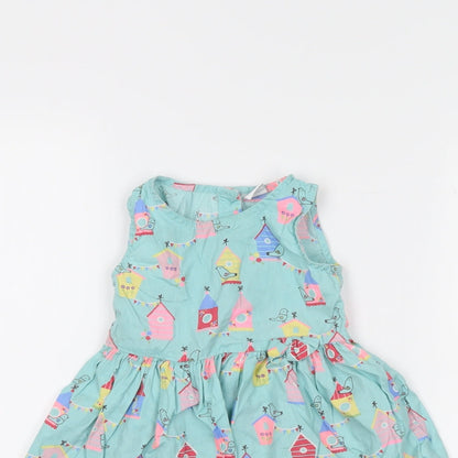 bluzoo Girls Blue   Skater Dress  Size 9-12 Months
