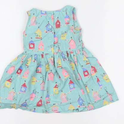 bluzoo Girls Blue   Skater Dress  Size 9-12 Months