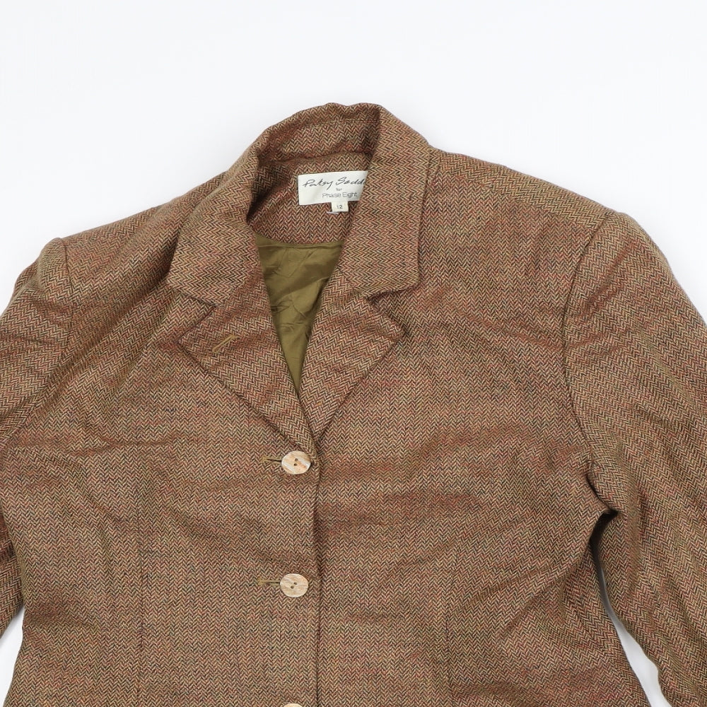 Phase Eight Womens Brown   Jacket Blazer Size 12  - Shoulder Pads