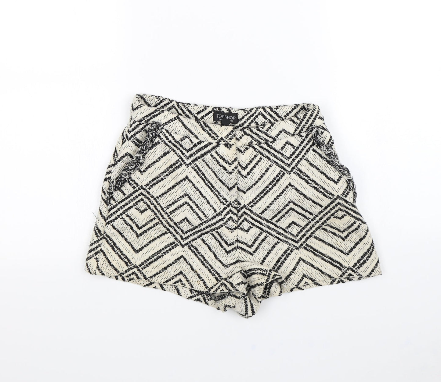 Topshop Womens Beige Geometric  Culotte Shorts Size 10