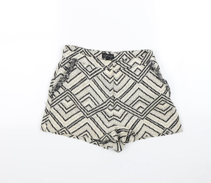 Topshop Womens Beige Geometric  Culotte Shorts Size 10