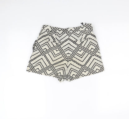 Topshop Womens Beige Geometric  Culotte Shorts Size 10