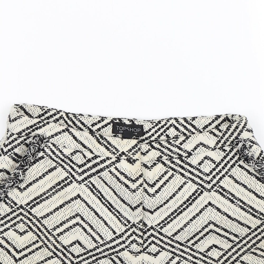 Topshop Womens Beige Geometric  Culotte Shorts Size 10