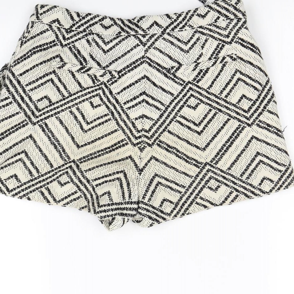 Topshop Womens Beige Geometric  Culotte Shorts Size 10