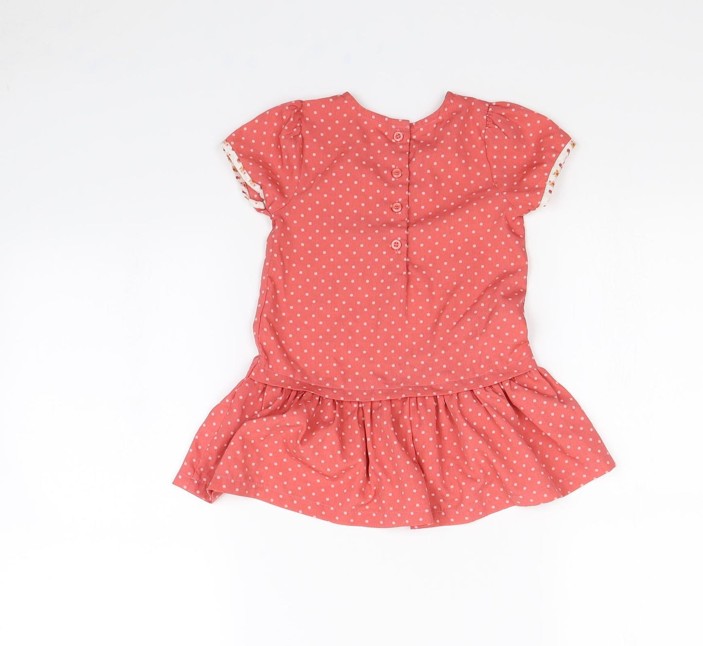 Preworn Girls Pink Spotted  Fit & Flare  Size 12 Months